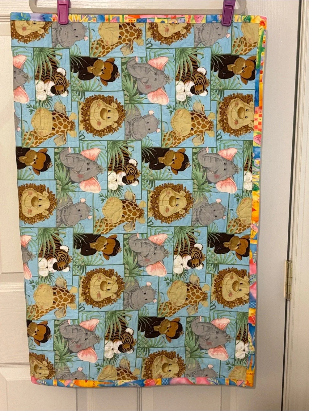 Hand Made Reversible Baby Child Quilt Farm Animals and Characters
